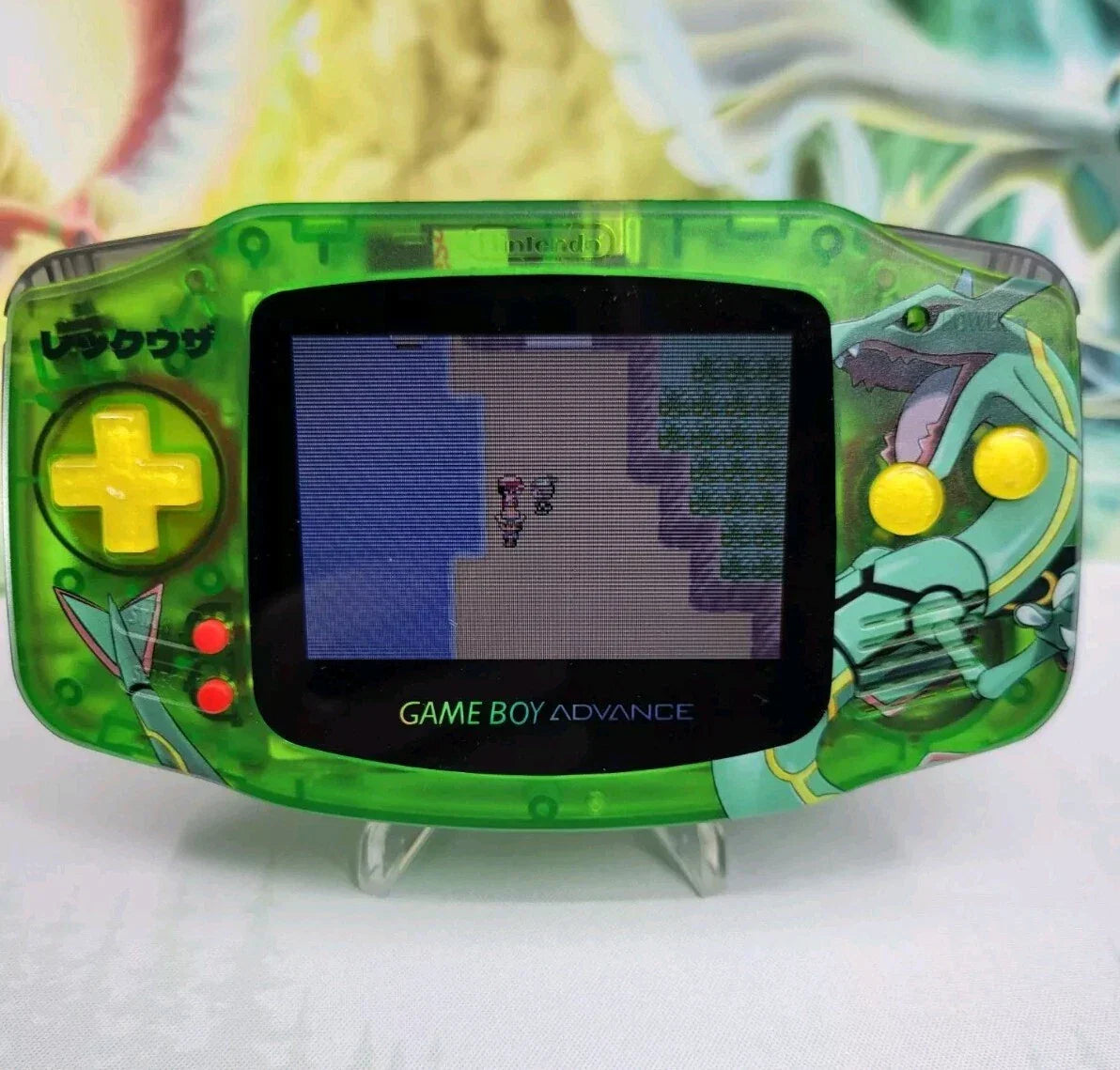 Gameboy Advance Custom Rayquaza Emerald GBA Pokemon w/ ITA TFT Backlight Screen