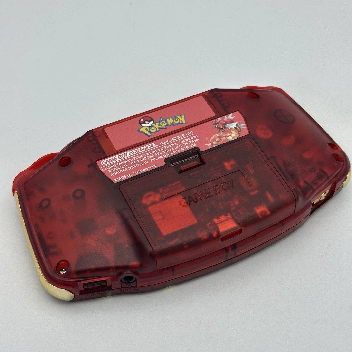 Game Boy Advance GBA Custom IPS Backlit UV Print Shell Gyrados Magikarp Gold Red