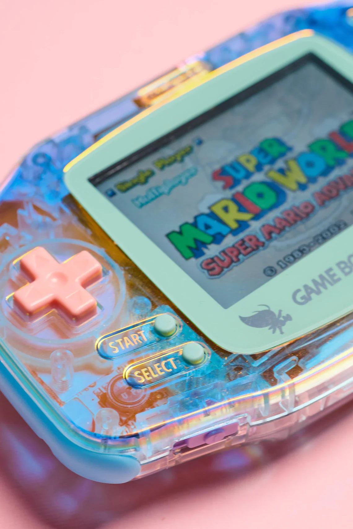 Aurora Iridescent Game Boy Advance – Transparent Shell, IPS Screen, USB-C, RGB LEDs, HDMI – Modded Vintage Nintendo Console