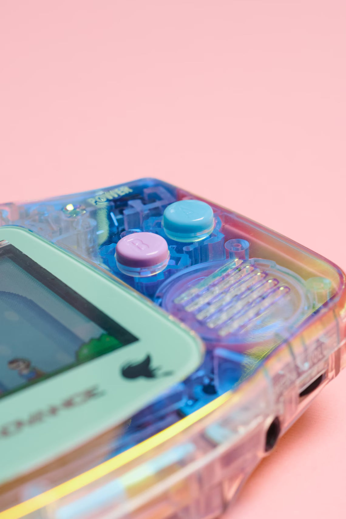 Aurora Iridescent Game Boy Advance – Transparent Shell, IPS Screen, USB-C, RGB LEDs, HDMI – Modded Vintage Nintendo Console