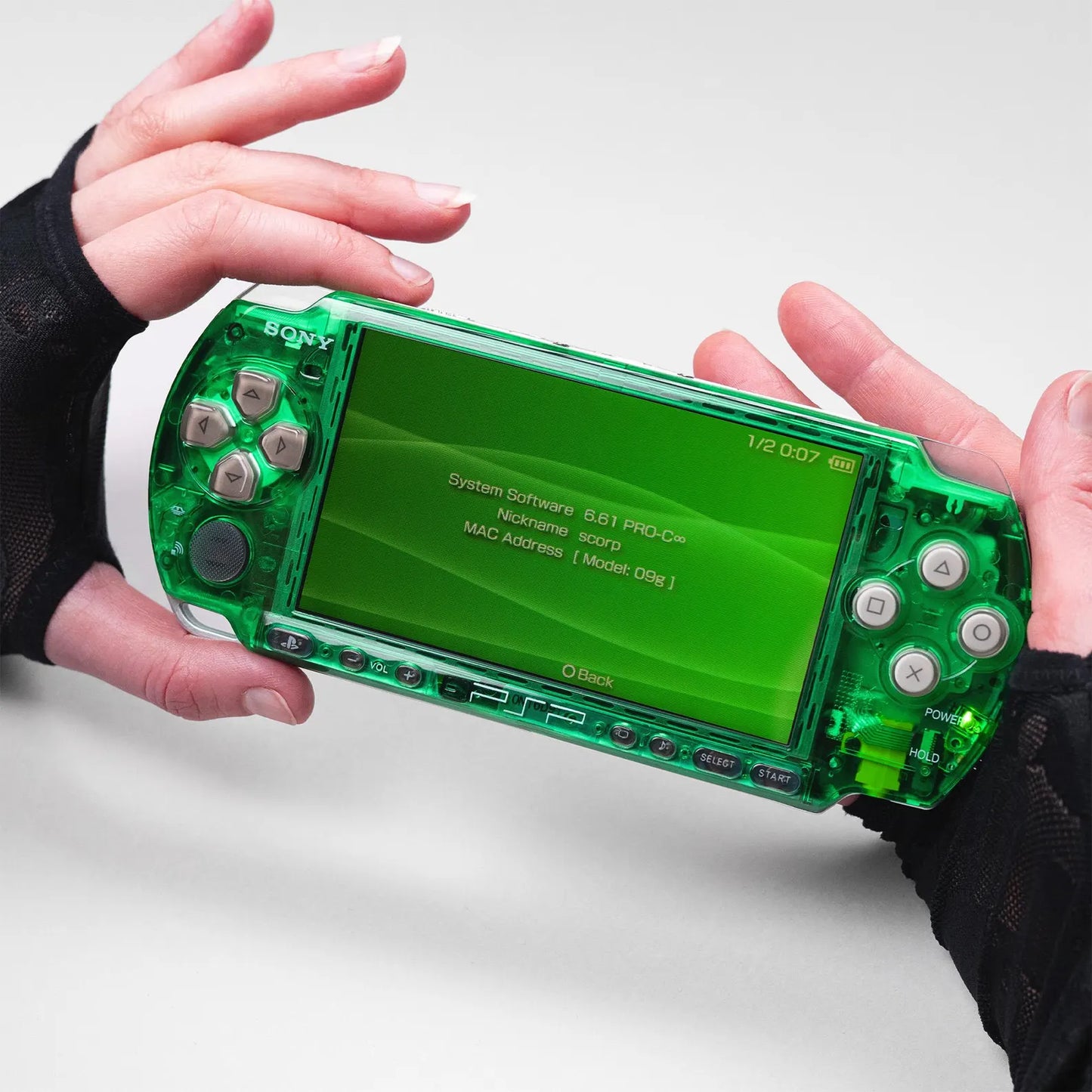 PSP 3000 Portable Clear Green Slime Housing Bundle