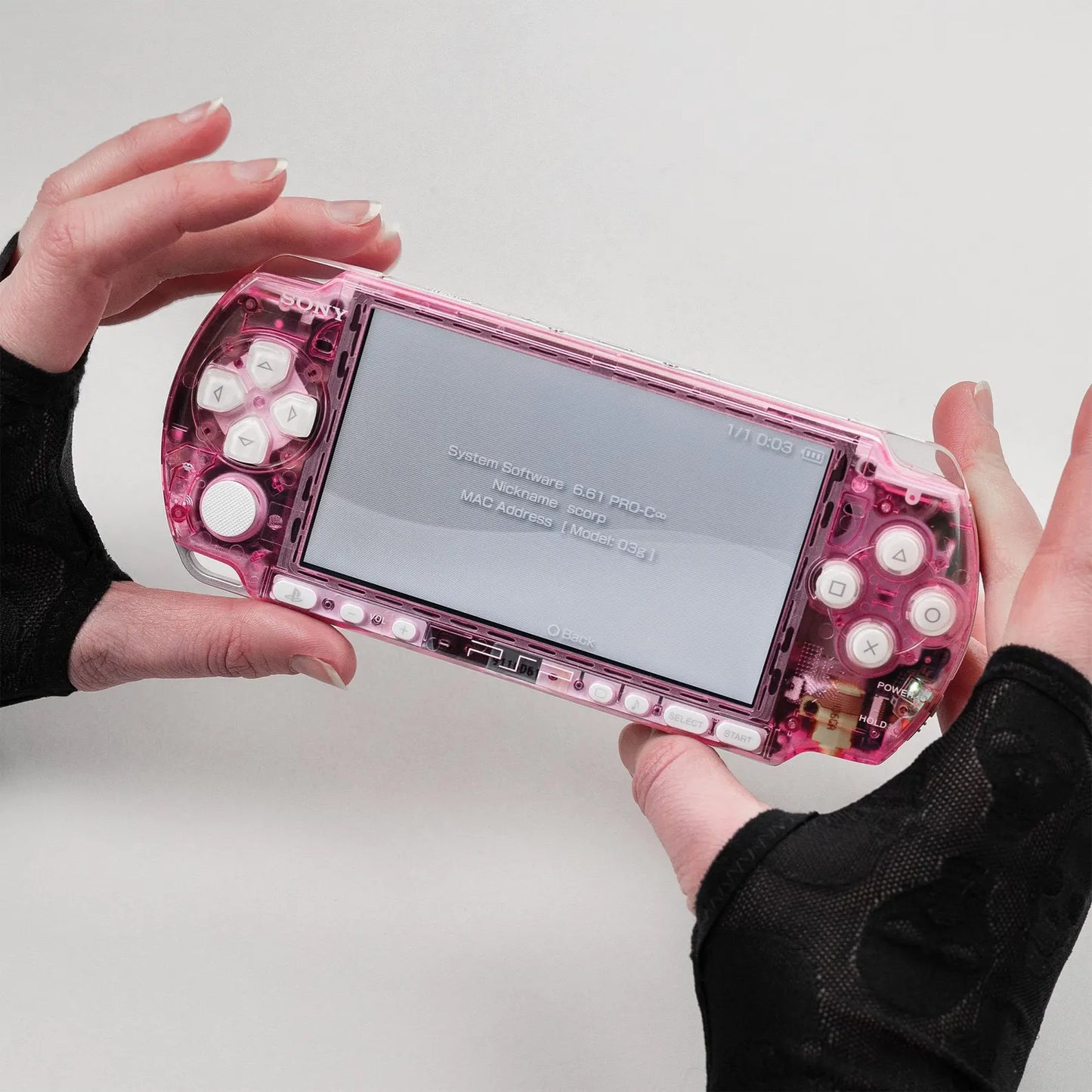 PSP 3000 Portable Bubblegum Clear Housing Bundle