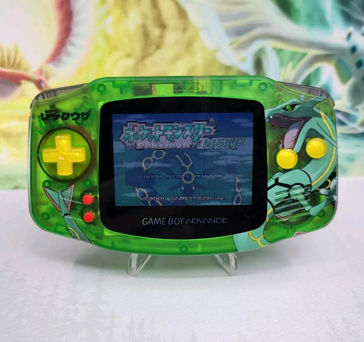 Gameboy Advance Custom Rayquaza Emerald GBA Pokemon w/ ITA TFT Backlight Screen