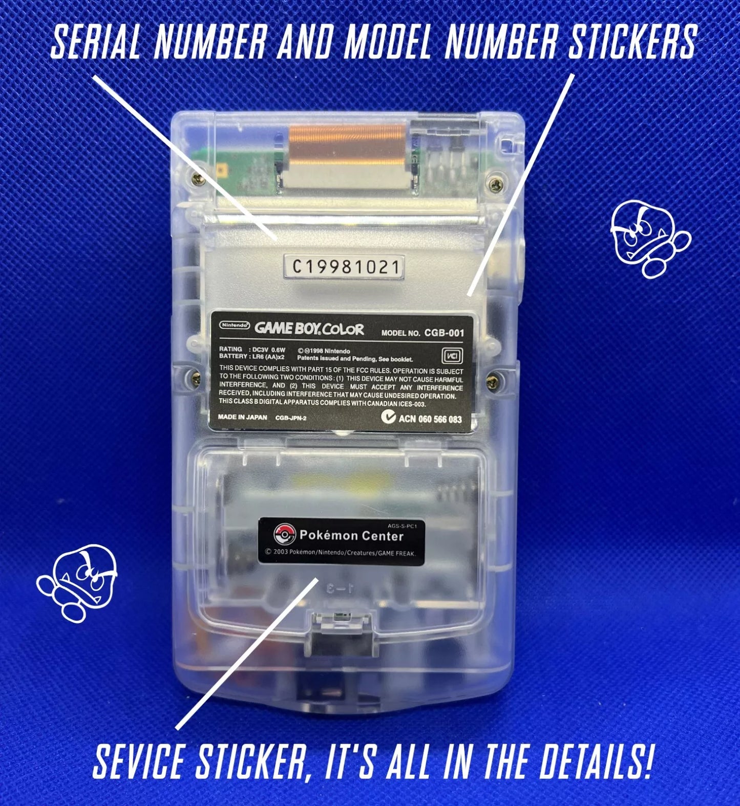 GameBoy Color Pokemon Pikachu Edition Nintendo System GLASS LENS Game Boy GBC