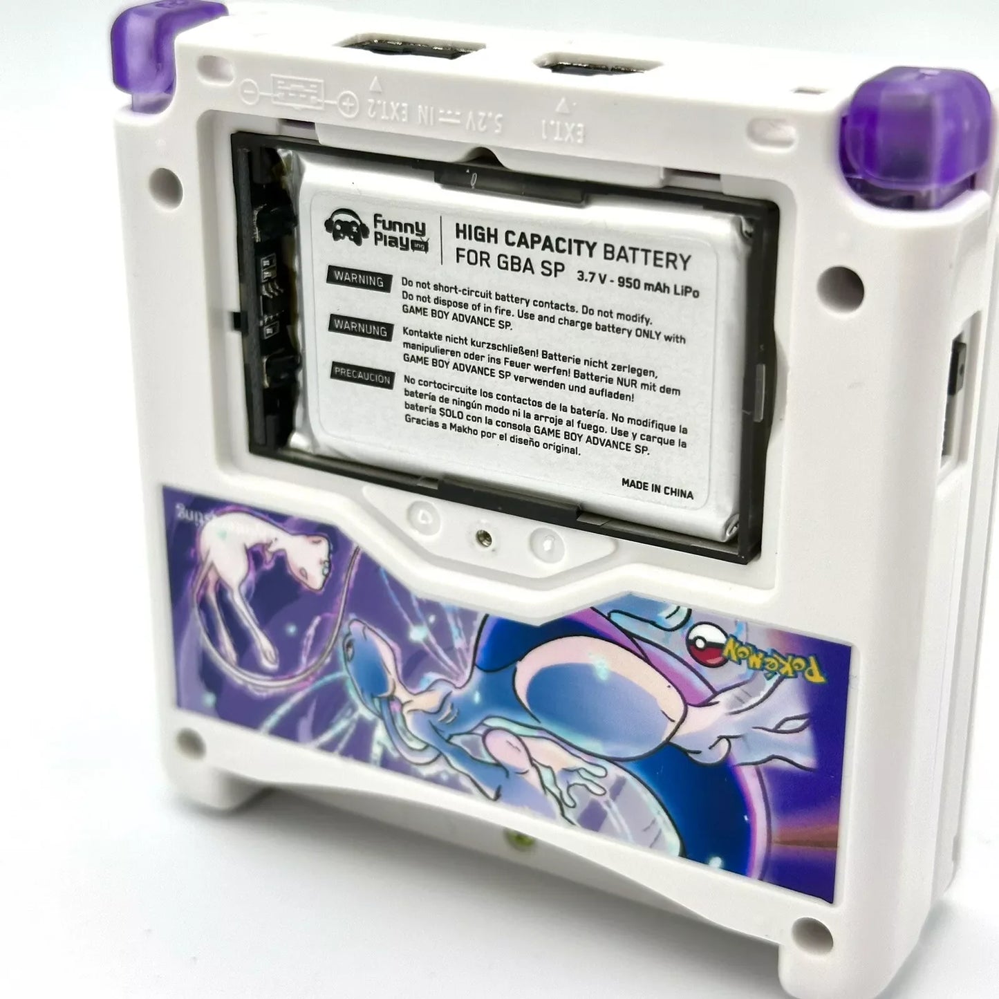 Game Boy Advance SP Custom IPS Backlit Screen UV Print Shell Mew Mewtwo Pokemon