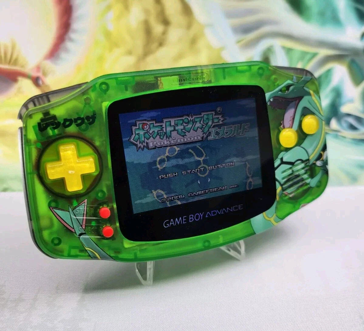 Gameboy Advance Custom Rayquaza Emerald GBA Pokemon w/ ITA TFT Backlight Screen