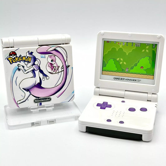 Game Boy Advance SP Custom IPS Backlit Screen UV Print Shell Mew Mewtwo Pokemon