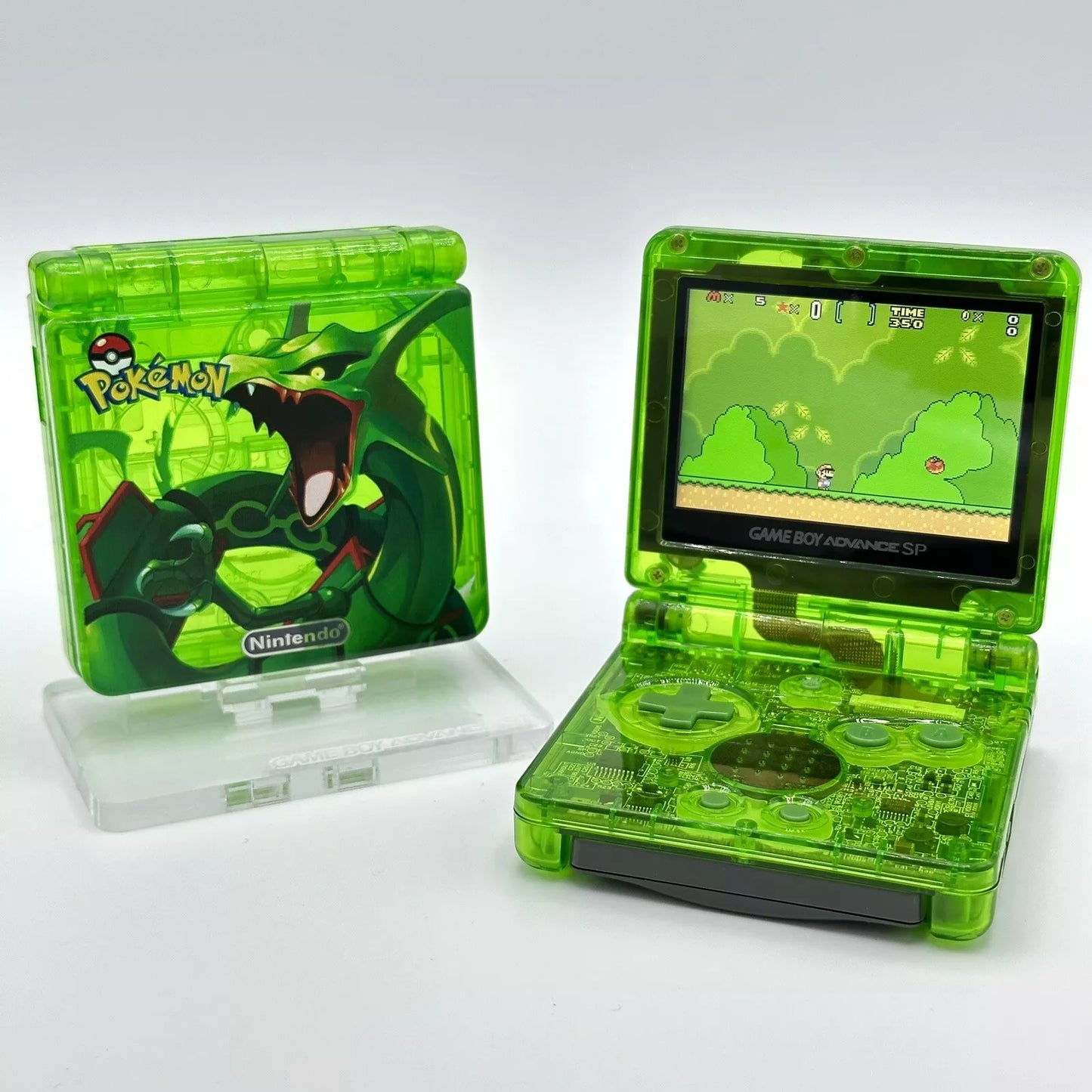 Game Boy Advance SP Custom IPS Backlit Screen UV Printed Shell Rayquaza Pokemon