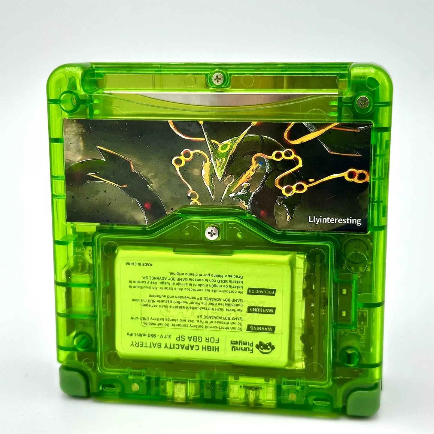 Game Boy Advance SP Custom IPS Backlit Screen UV Printed Shell Rayquaza Pokemon